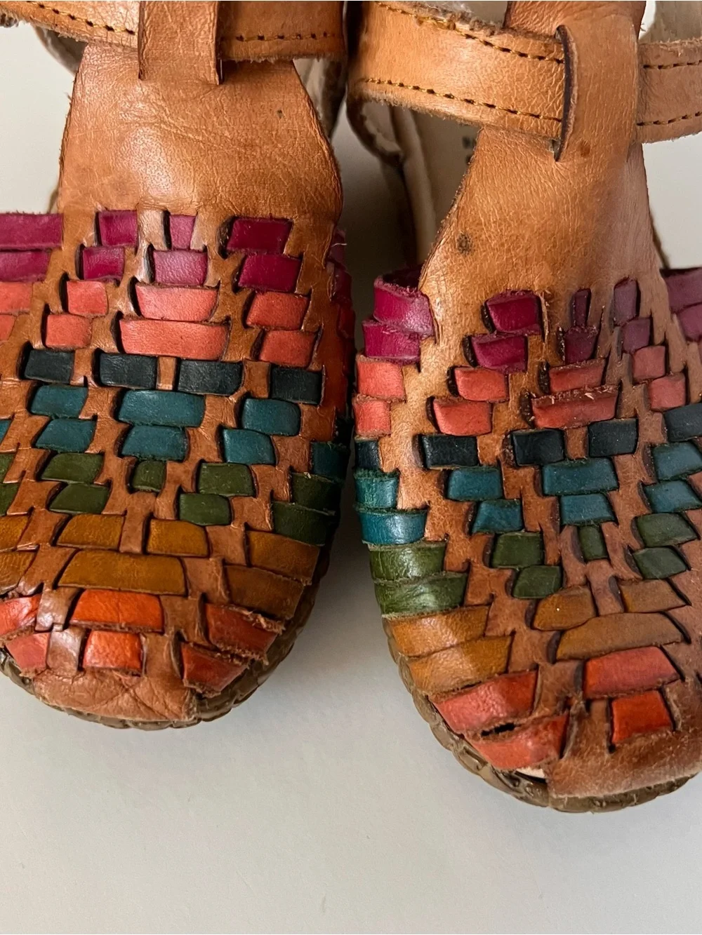 Artisan Multicolor Woven Leather Huarache Sandals for Kids